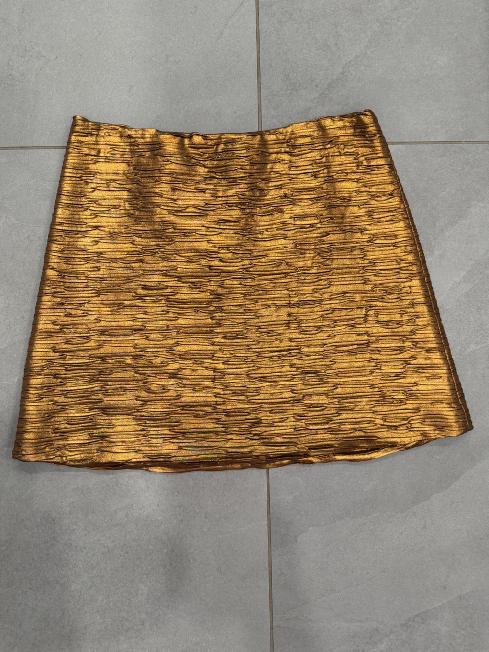 Torn by Ronny Kobo Metallic Copper Textured mini skirt